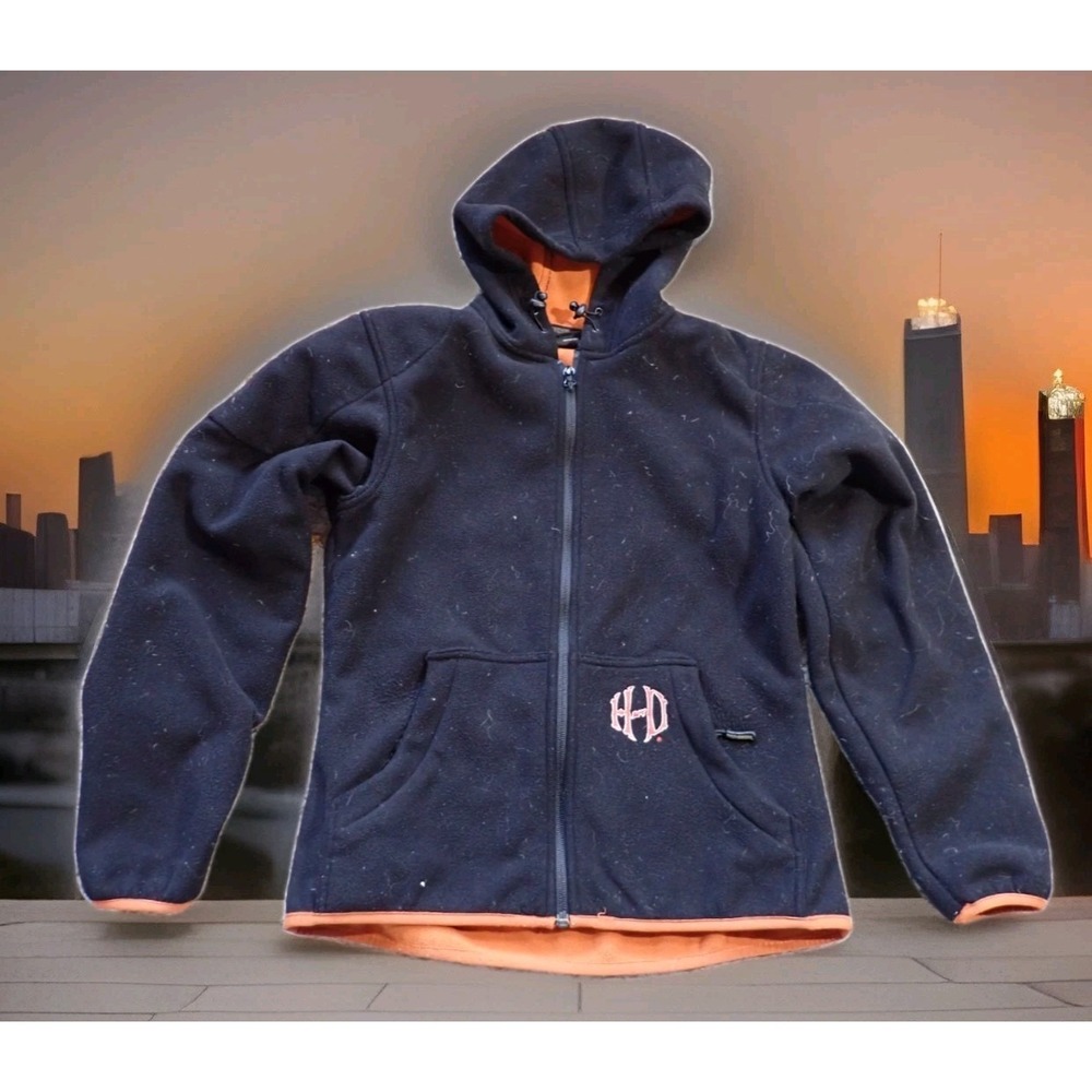 Harley-Davidson Fleece Hoodie Women Small Black Excellent Embroidered Wings Logo